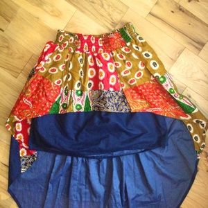 Handmade Asymmetrical Chambray Skirt with Pockets